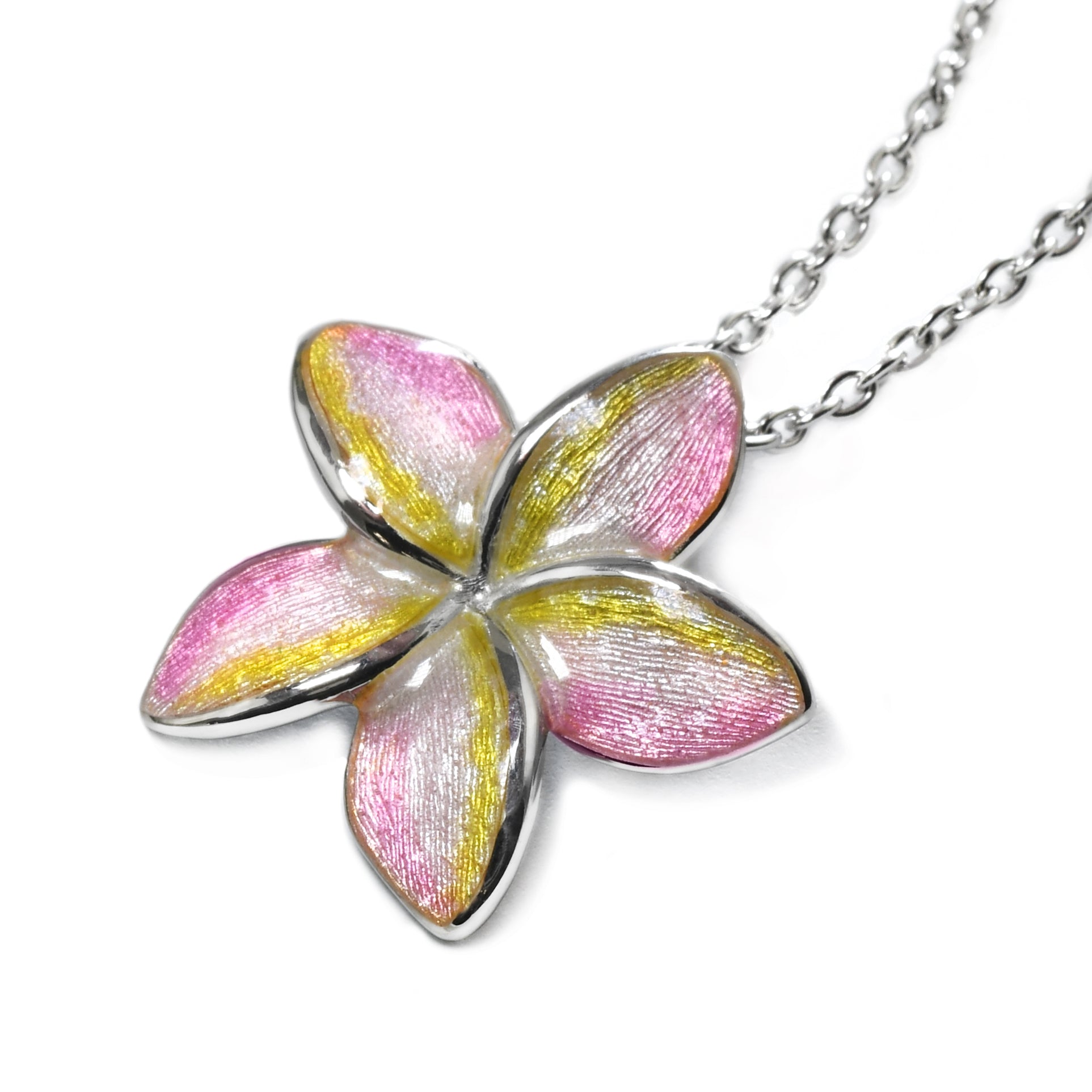 Plumeria Bloom In Silver And Enamel - Plante Jewelers