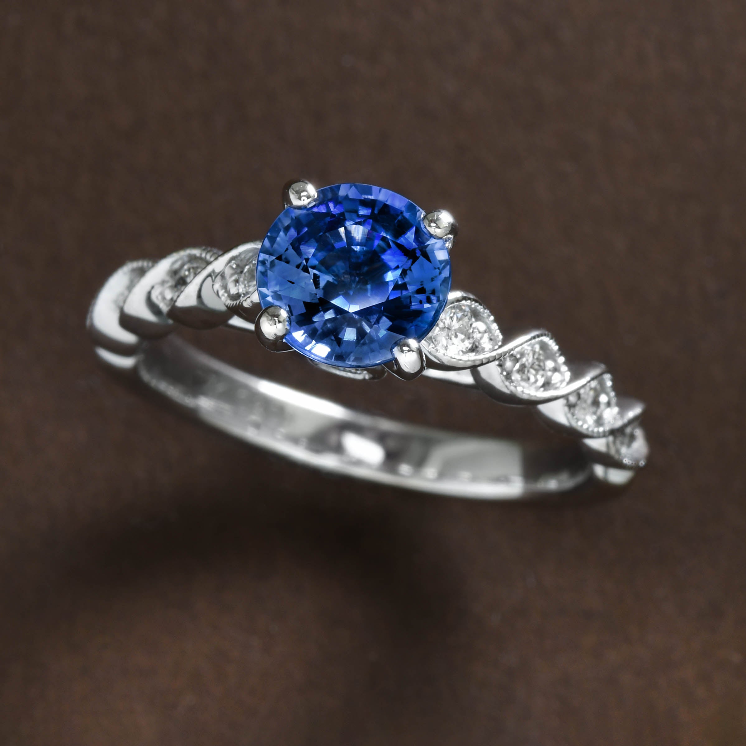 Beautiful Sapphire Ring on Diamond Band - Larc Jewelers